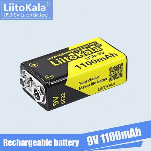 LiitoKala USB-9V锂电池1100mAh可充电9V电池