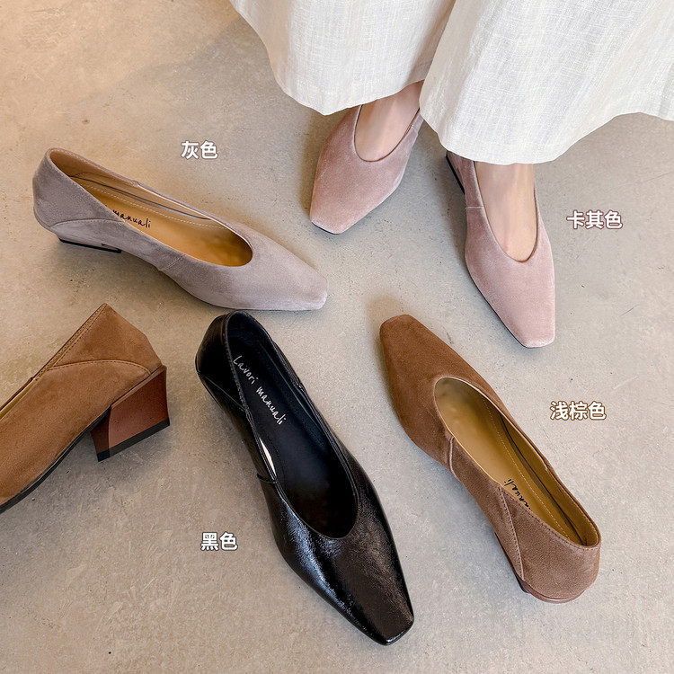 鹿子野法式平底鞋一脚蹬单鞋气质职业通勤女鞋尖头晚风软底绒面