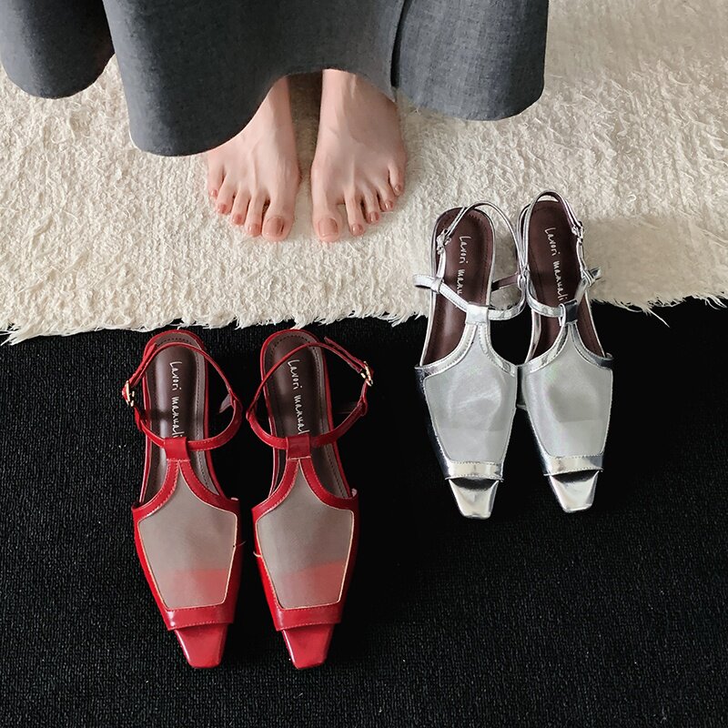 鹿子野露趾凉鞋女2026新款外穿绝美尖头粗跟高跟鞋气质高级不累脚