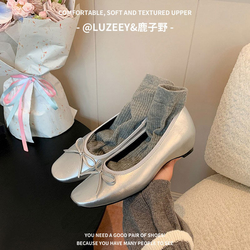 鹿子野单鞋女款2026新款春季粗跟配裙子玛丽珍鞋浅口蝴蝶结女鞋子