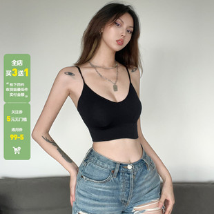 WEEKEEP 百搭背部交叉美背低领性感吊带背心带胸垫纯色内搭 基础款