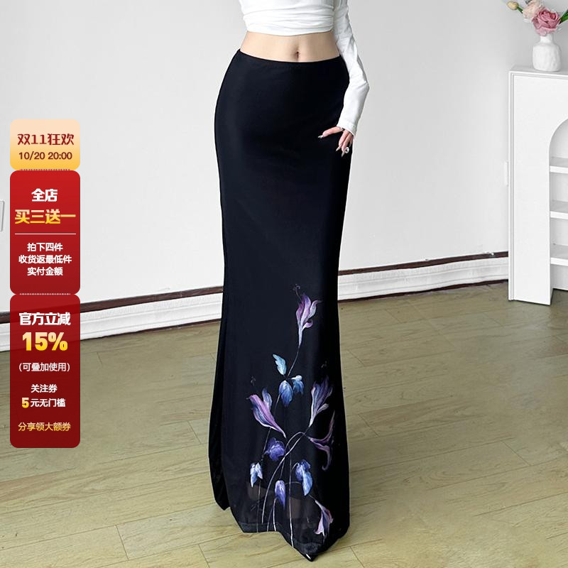 WEEKEEP复古风紫色半身裙