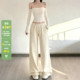 女直筒宽松低腰长裤 WEEKEEP 纯色百搭基础双面绒保暖松紧腰休闲裤