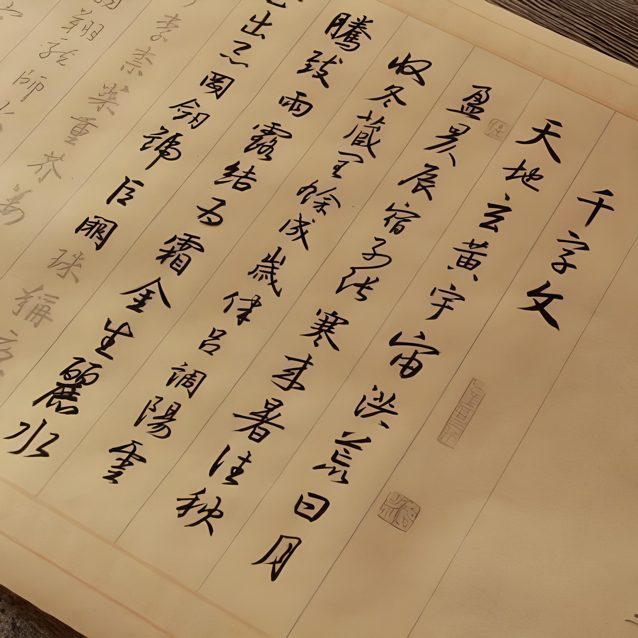 王羲之集字行书千字文4米长卷毛笔宣纸临摹描红练字帖初学者入门