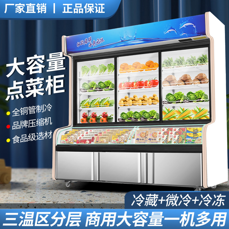 欣宝莱麻辣烫点菜柜商用冷藏冷冻展示柜三温三控保鲜柜烧烤串串柜