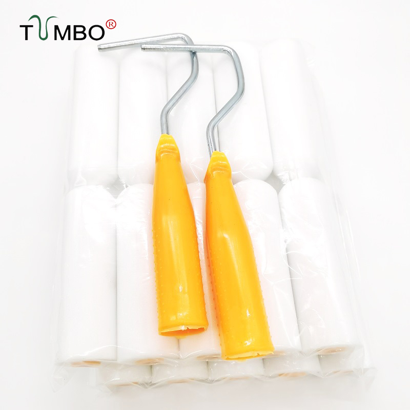 工厂直销4寸水性单圆海绵滚筒刷小滚芯修边刷墙补漆绘画涂刷工具