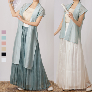 长衫 漫春雪汉服 宋制对襟短衫 宋背心 暗纹天丝日常百搭夏 消暑