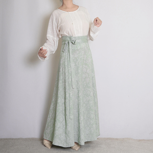 漫春雪汉服【刺玫】一片式八破裙交窬裙纯色提花春秋日常百搭
