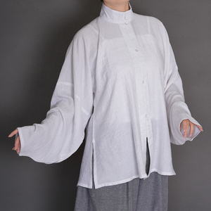 漫春雪汉服【绛春】弓袋袖立领短衫明制人棉亚麻混纺夏季薄款防晒