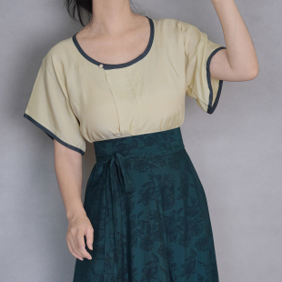 漫春雪汉服【清凉引】唐制圆领短衫半袖短袖唐背子褙子人丝麻夏季