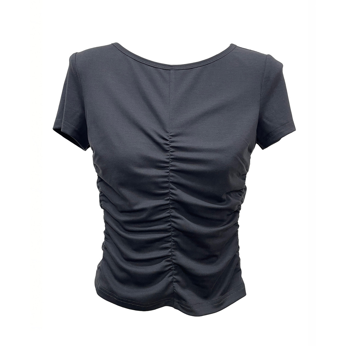 Siego西蔻剑灰色艺术褶皱圆领短袖T恤64535612