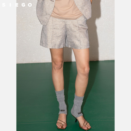 Siego西蔻时尚亚麻金属丝潮流舒适阔腿短裤64511603