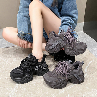 休闲百搭显瘦运动鞋 大码 43脚胖脚宽欧洲站厚底女鞋 女41 女 老爹鞋