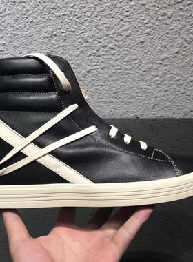 Rick RO鞋高帮鞋 暗黑先锋高街风格 黑色系带潮鞋板鞋波鞋休闲鞋