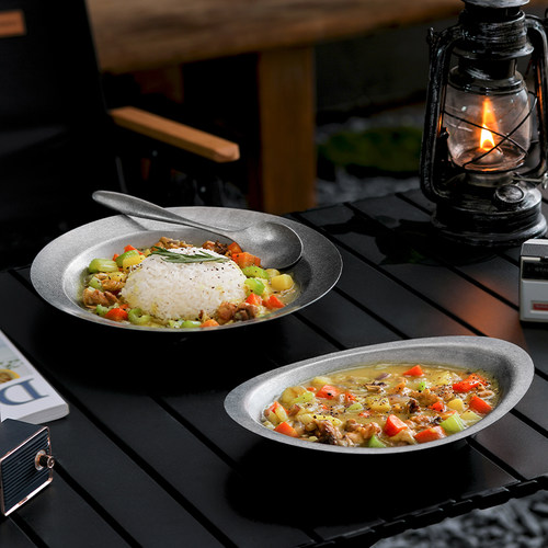 美式复古餐盘不锈钢咖喱盘子