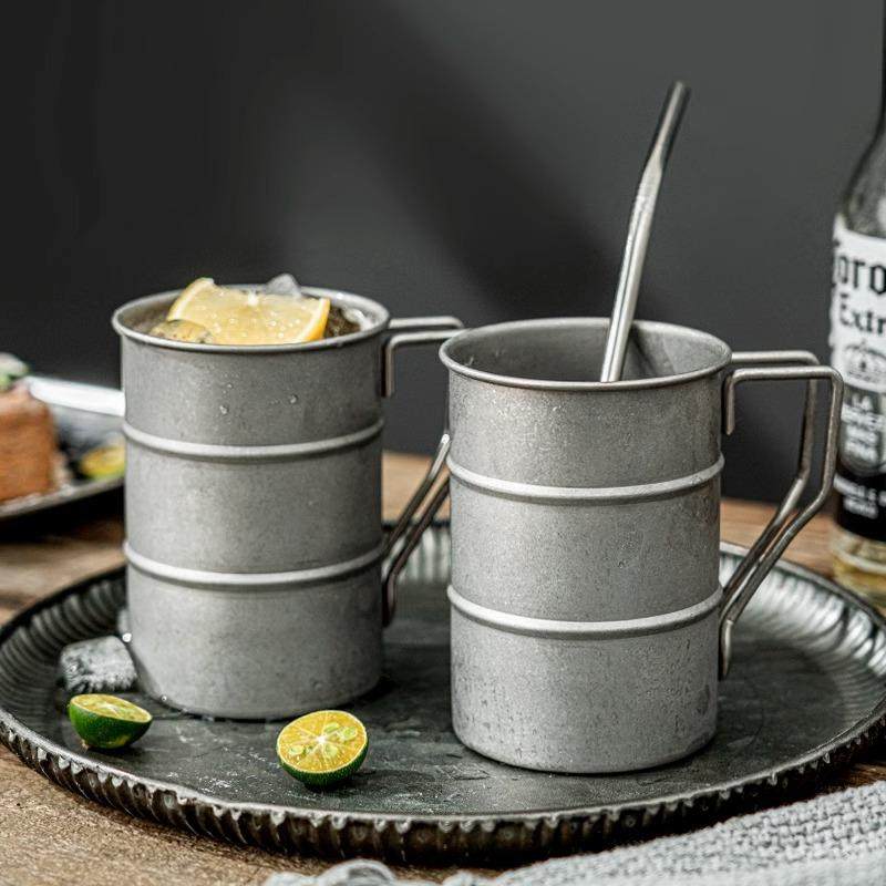 网红工业风不锈钢马克杯磨砂复古做旧咖啡杯商用创意水杯啤酒杯,餐饮具,随手杯,淘宝优惠券,粉丝福利购,淘宝优惠卷