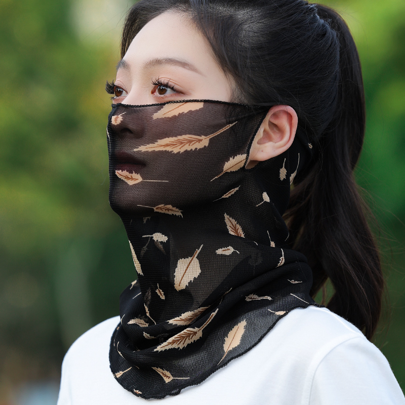 冰絲防曬面紗女款網紗絲巾掛耳式