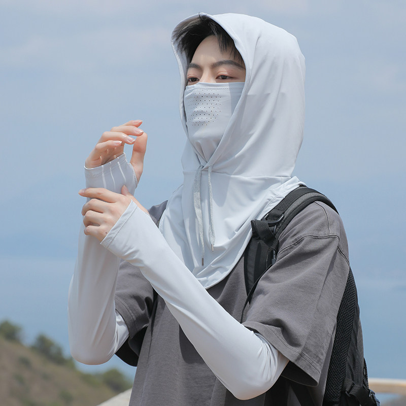 防晒骑行面罩冰丝头巾围脖自行车摩托车头套遮脸男女夏季防晒袖套