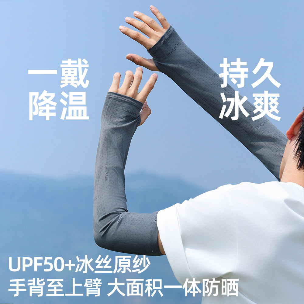 夏季男士冰丝防晒透气护手臂袖套图片