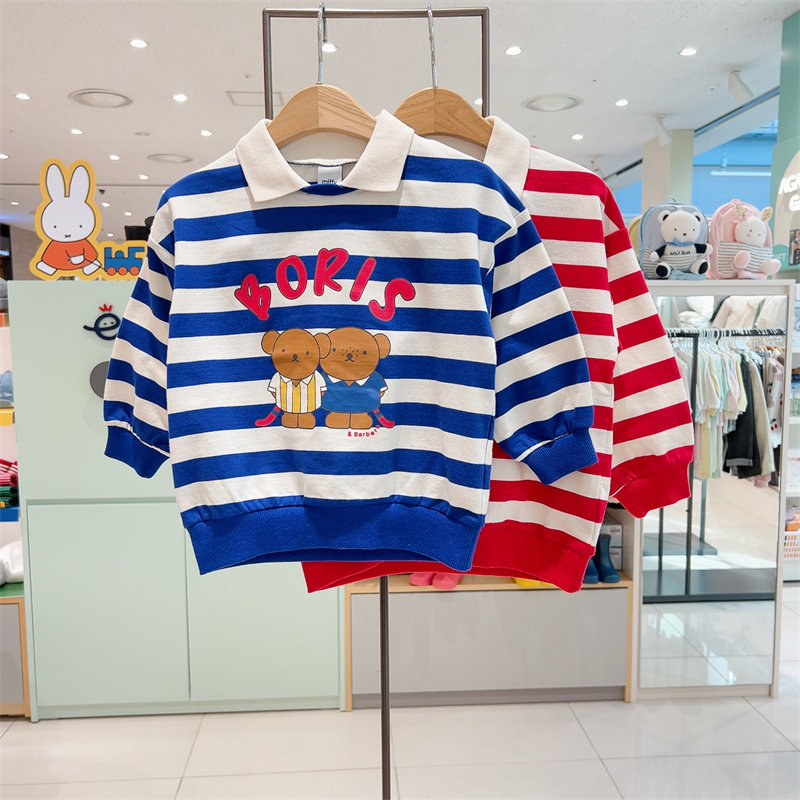 打折miffy米菲兔韩国童装专柜代购春儿童条纹亲肤翻领卫衣t恤3305