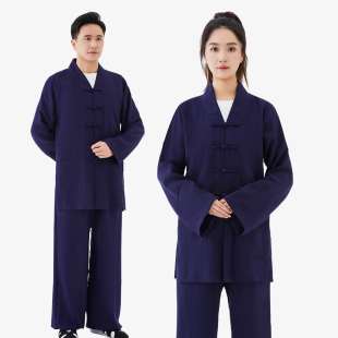 武当三宝领道士服装男夏季正一道服女居士服亚麻太极服女道装道衣