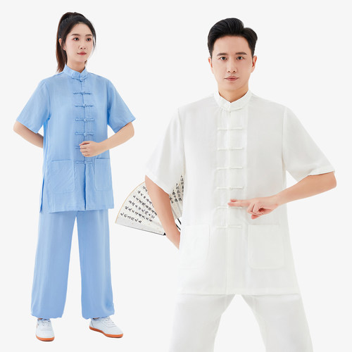 亚麻短袖武当太极服棉麻唐装薄款