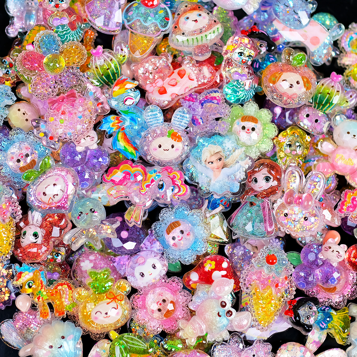 细闪水晶3d立体卡通树脂发夹水杯挂件创意手工装饰diy配件材料包