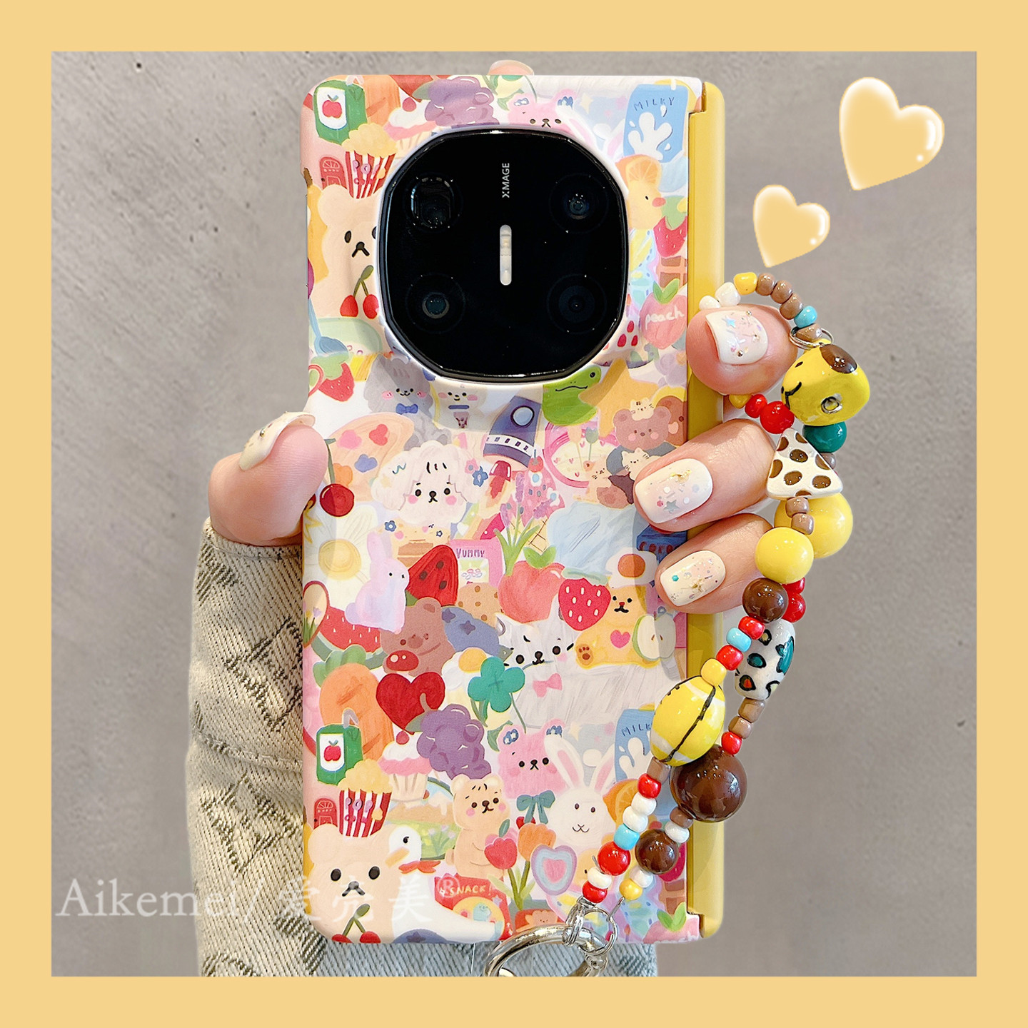 适用华为mateX7折叠屏手机壳Matex6/X5/x3满屏水果小动物卡通oppofindn5水贴硬壳vivoxfold5链条v5双中轴保护,3C数码配件,手机保护套/壳,淘宝优惠券,粉丝福利购,淘宝优惠卷