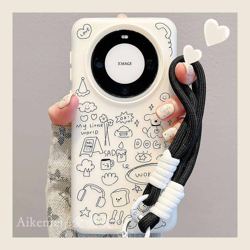 适用华为mate60pro+卡通手机壳女