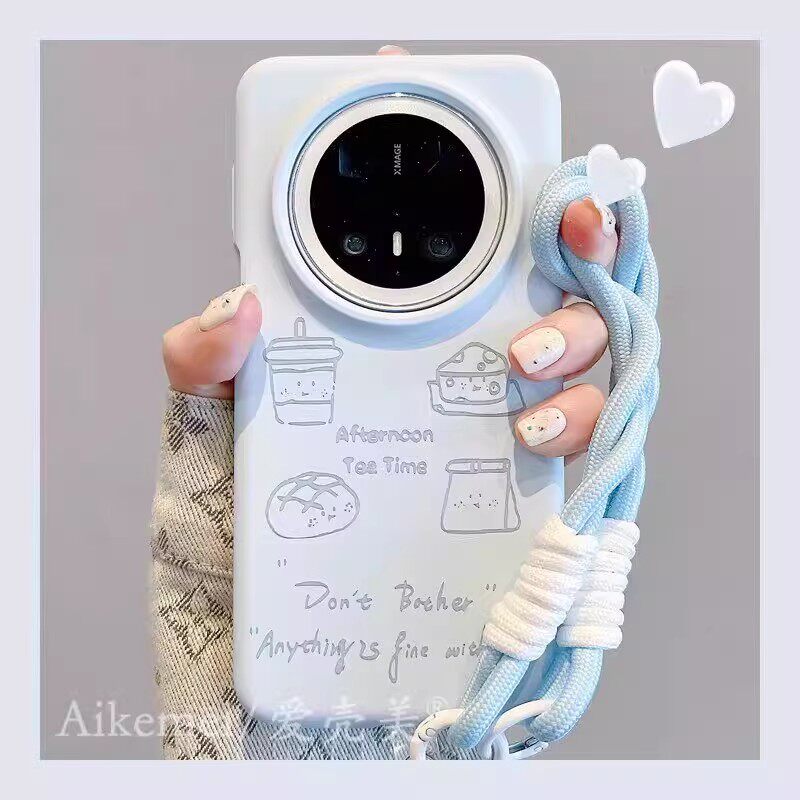 适用华为mate70pro+手机壳Mate80ProMax甜品下午茶日记mate60pro+液态硅胶肤感mate50pro防摔手绳mate40pro女