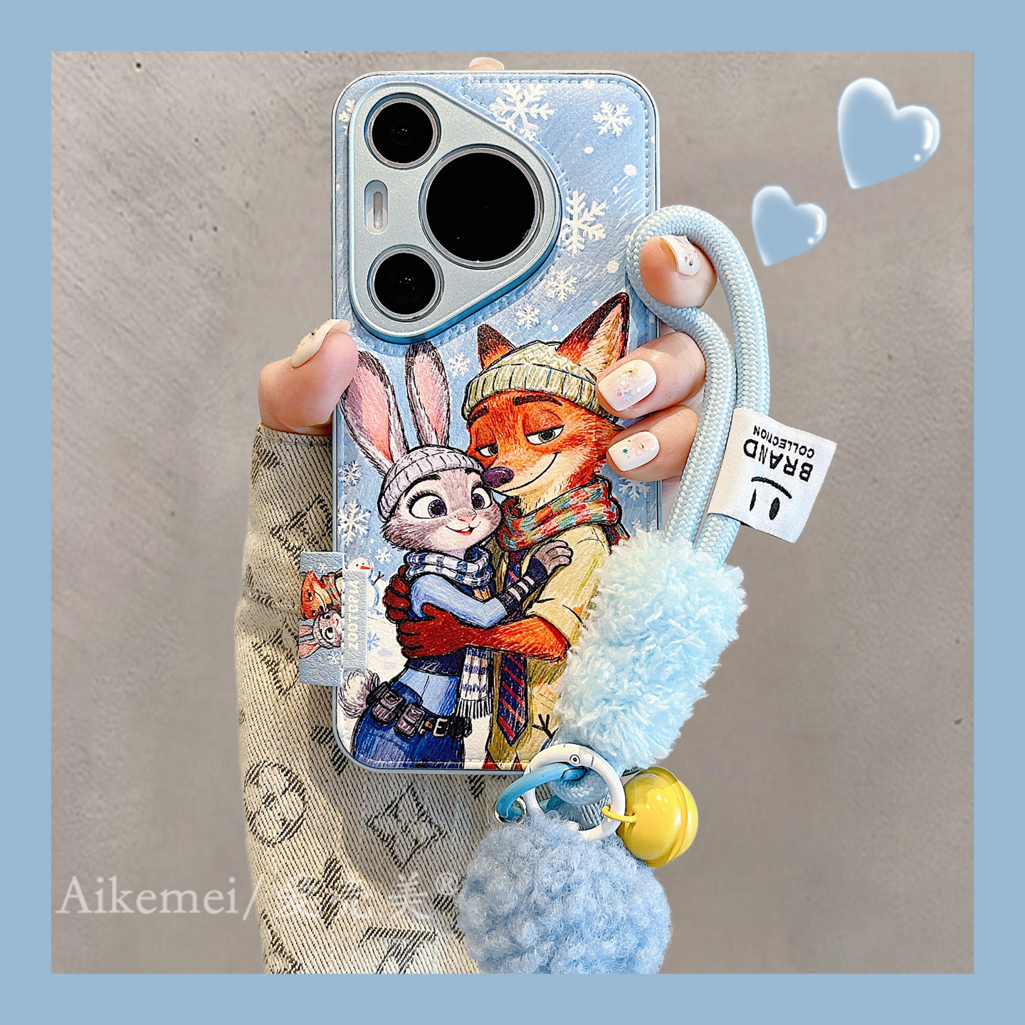 适用华为pura80pro+手机壳卡通油画雪花相拥朱迪尼克Pur