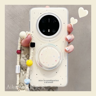 防摔女款 磁吸支架链条挂绳pura8070pro 手机壳简约小众mate80纯色泼墨彩色波点Mate60pro 适用华为mate70pro