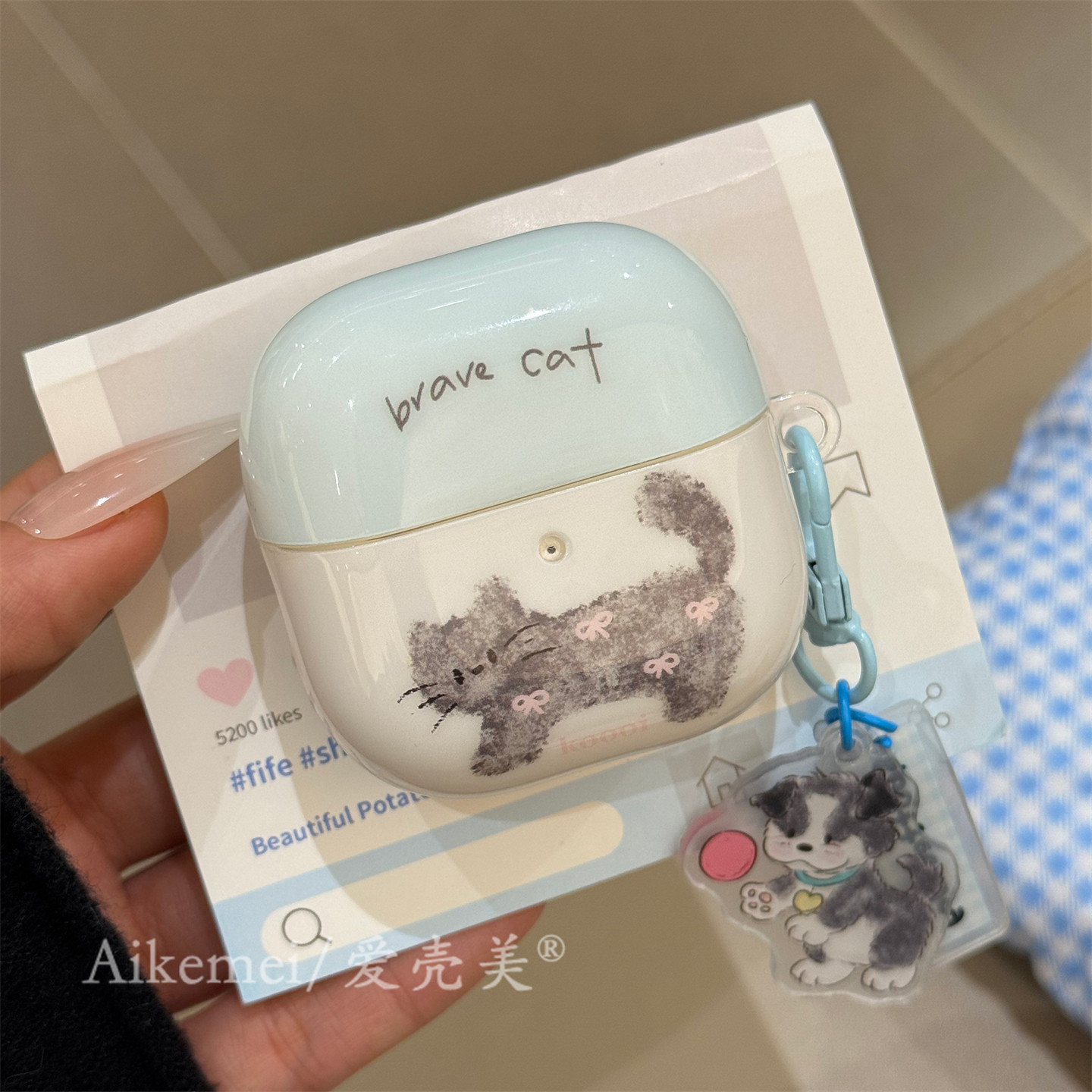 适用华为freeclip2耳机套freebuds7i韩系ins涂鸦猫咪6i可爱苹果airpods4带挂件三星buds2无线蓝牙pro4硅胶套