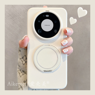 适用华为mate80promax手机壳mate7060pro液态硅胶带支架保护套m7060镜头全包简约软p8070高级感360度旋转防摔