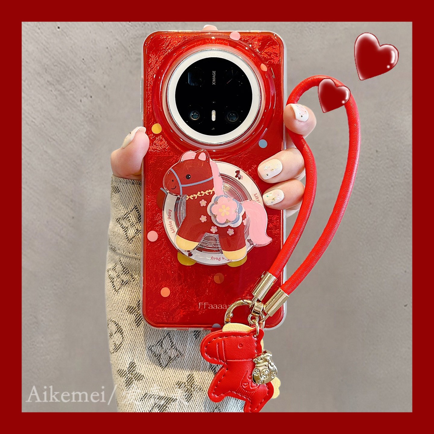 适用华为mate80promax手机壳新年款红色彩波点小马mate70pro吊坠手绳mate60pro锡纸纹双层pura80pro+防摔女款,3C数码配件,手机保护套/壳,淘宝优惠券,粉丝福利购,淘宝优惠卷