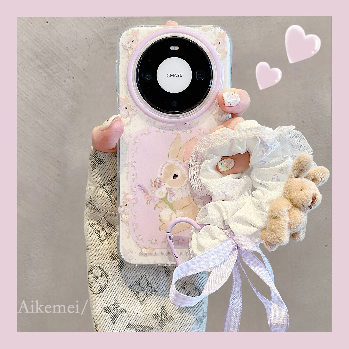 适用华为mate80promax新款手机壳可爱卡通碎花兔子mat