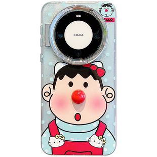 适用华为Mate80ProMax手机壳mate70pro卡通背带裤胖虎mate60pro立体红鼻子mate5040pro链条防摔pura70pro女款