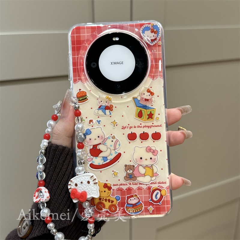 适用华为mate60pro+卡通手机壳女