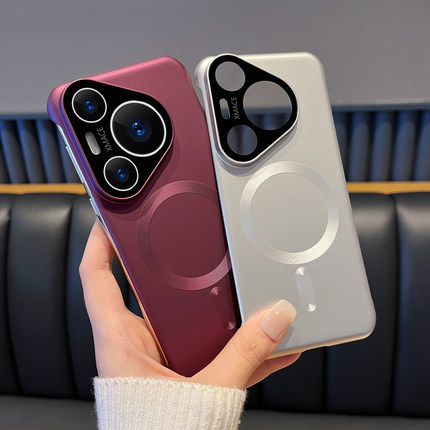 适用华为pura70pro十手机壳新款镜头全包p70外壳磁吸无边框70ultra保护套不顶膜高端女散热半包超薄磨砂男士+