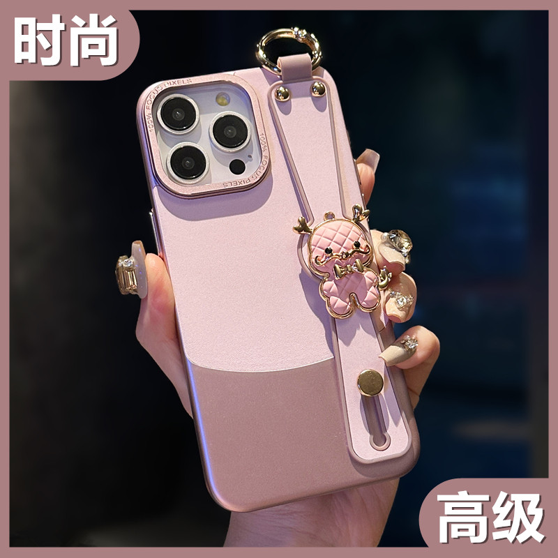适用苹果15promax手机壳新款2024女款高级感14pm网红防摔iPhone13手机套腕带plus女生高端女士ins风时尚个性