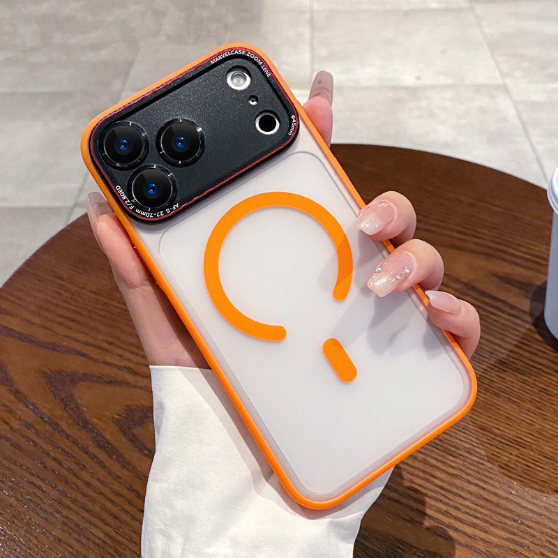 适用于iphone17手机壳橙色磨砂磁吸苹果17promax外壳男生2025新款air女款16pro保护套14防摔15手感好pm透明13
