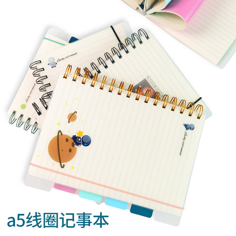 可爱笔记本分类分层带标签索引厚本子a5记事本透明分页线圈本女生