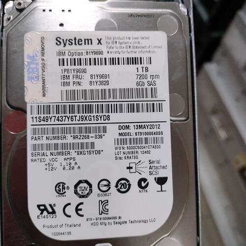IBM 1TSAS  7200转 6GB 81Y9691 服务器拆机
