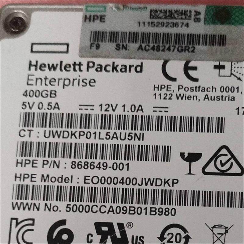HP 873563-001 400GB SAS SSD 原装固态硬盘带架子