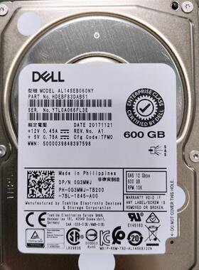 Dell/戴尔 G3MWJ 600G 12G 10K SAS 2.5服务器硬盘 AL14SEB060NY