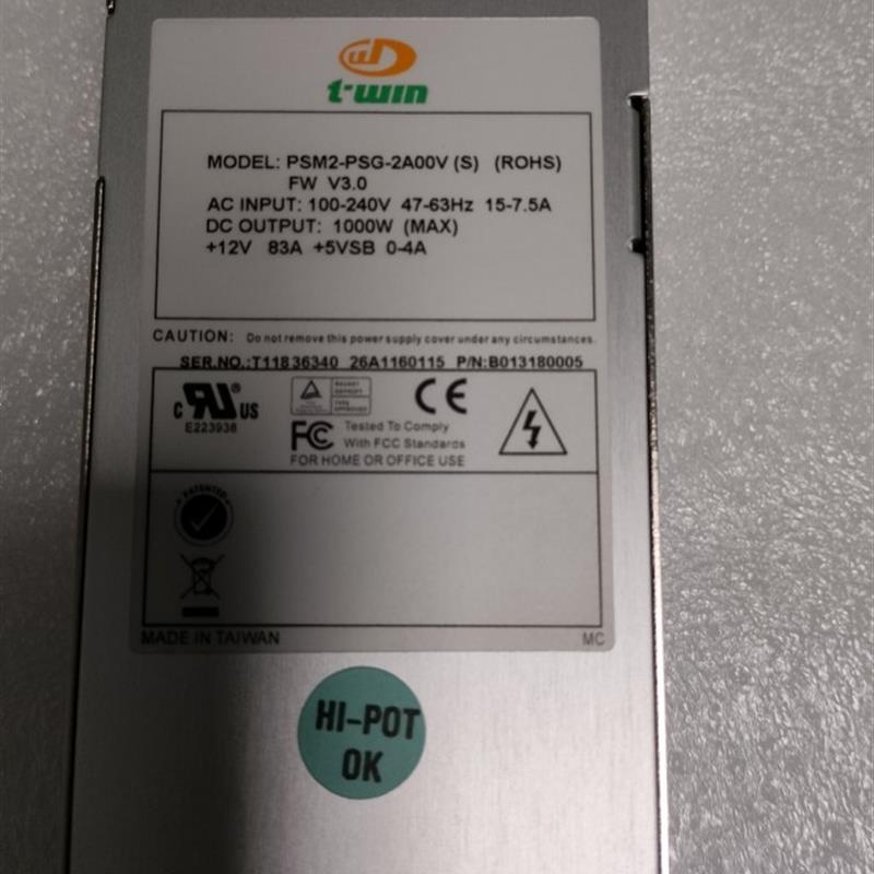 原装TWIN PSM2-PSG-2A00V(S) 1000W 服务器热插拔冗余电源