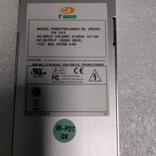 原装TWIN PSM2-PSG-2A00V(S) 1000W 服务器热插拔冗余电源
