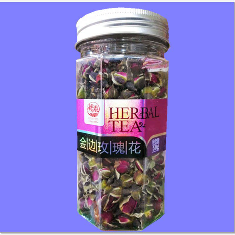 【买5瓶送1瓶】裕泰金边玫瑰花草茶45克干玫瑰花代用花草茶包邮