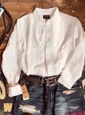 法式复古全棉肌理提花松弛感纯棉长袖衬衫