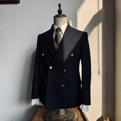 布雷泽西装 经典 再现拉夫版 600g麦呢戗驳领双排扣绅士Blazer西服